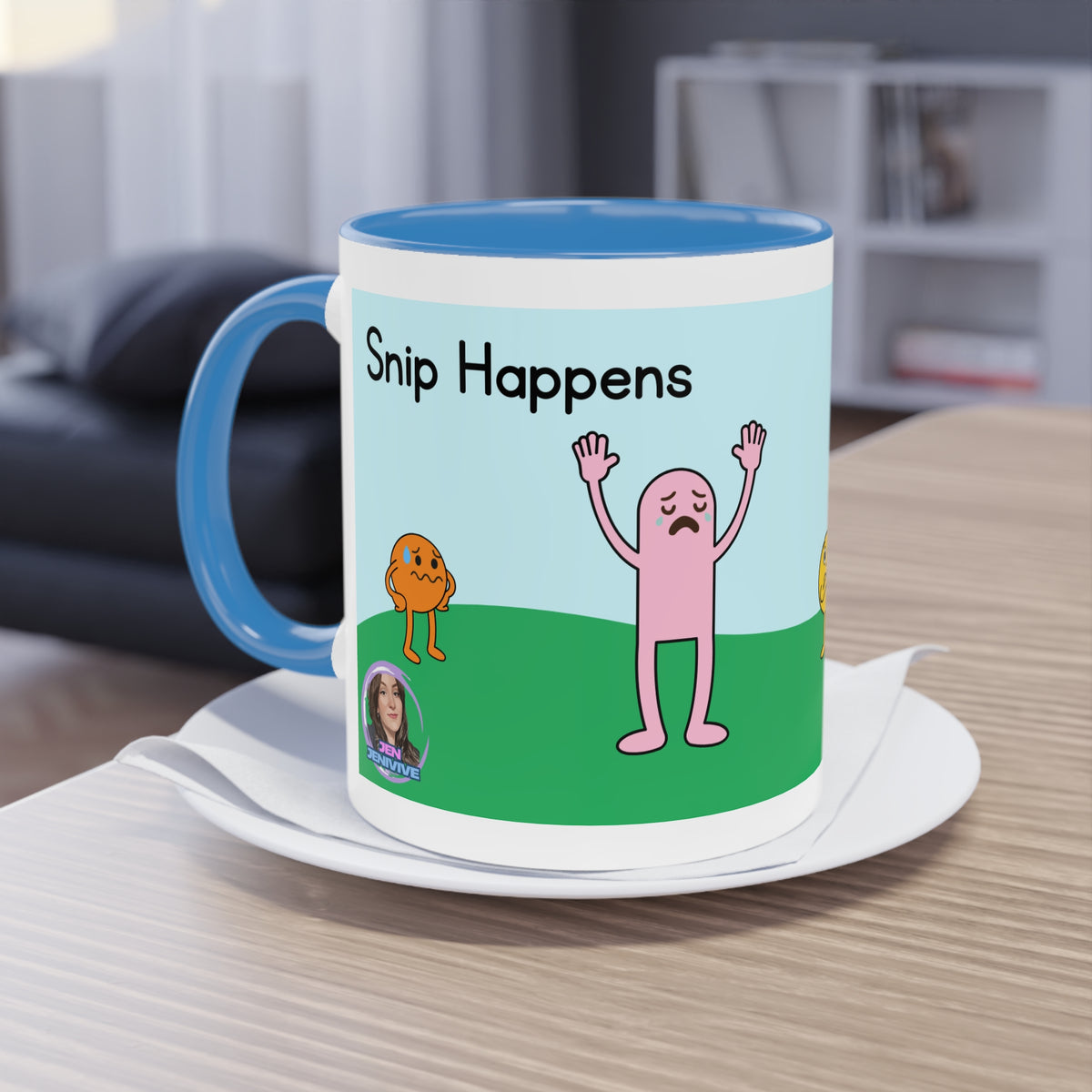 "Snip Happens" Mug by Jen Jenivive, view 5