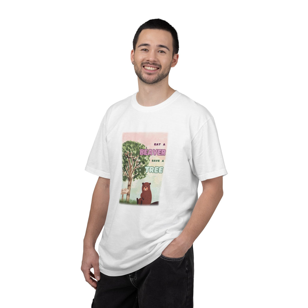 "Eat A Beaver Save A Tree" T-Shirt by Jen Jenivive, view 2