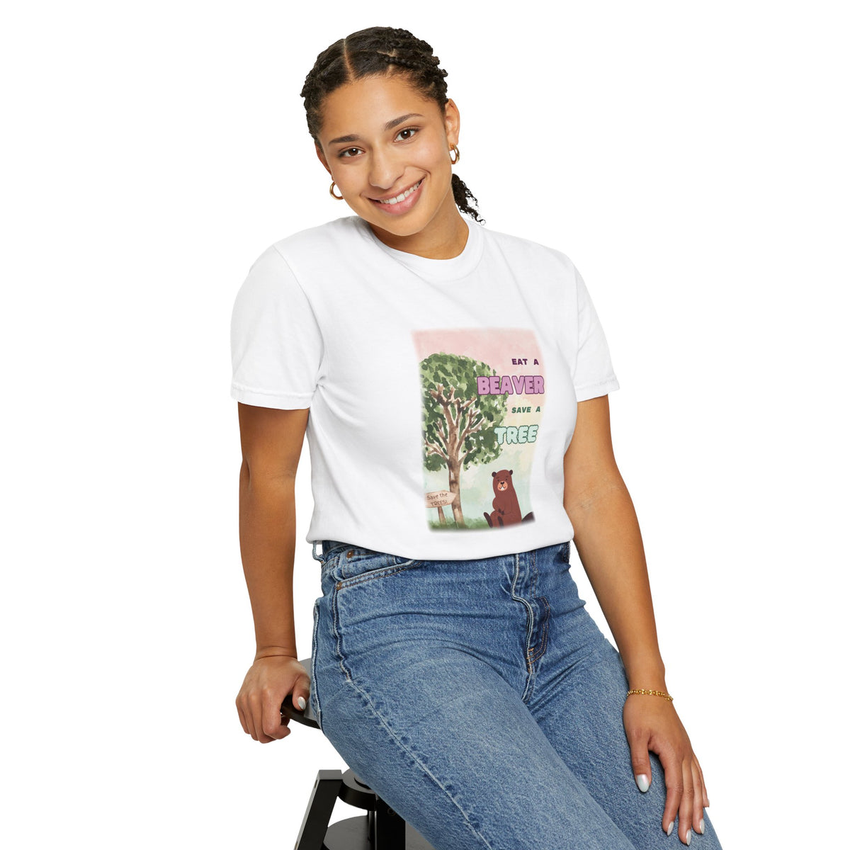 "Eat A Beaver Save A Tree" T-Shirt by Jen Jenivive, view 3