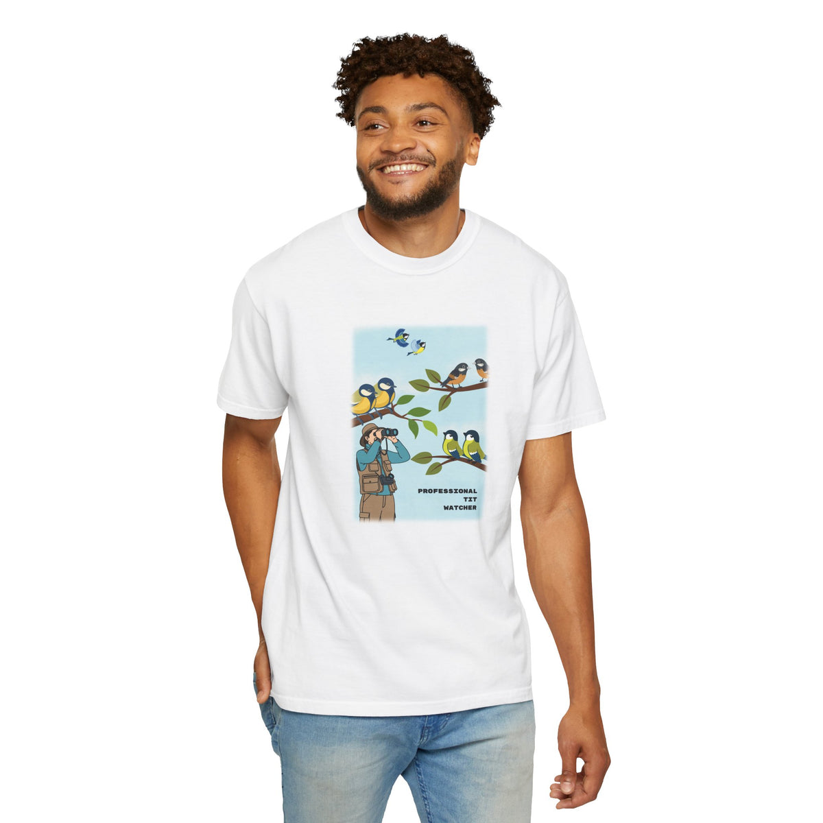 "Professional Tit Watcher" T-Shirt by Jen Jenivive, view 2