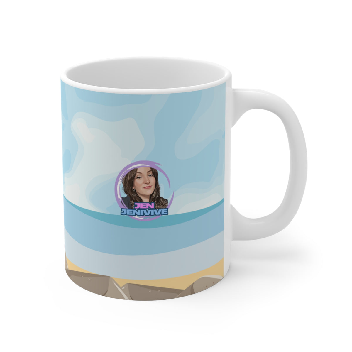 "Stop Looking at my Boobies" Mug by Jen Jenivive, view 2