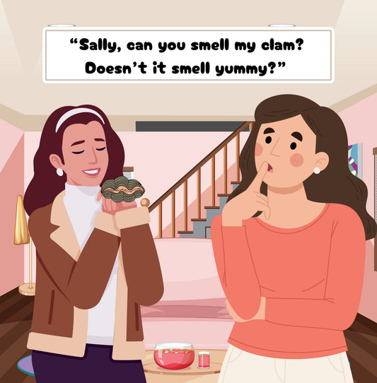 Interior page from Will You Eat My Clam? by Jen Jenivive