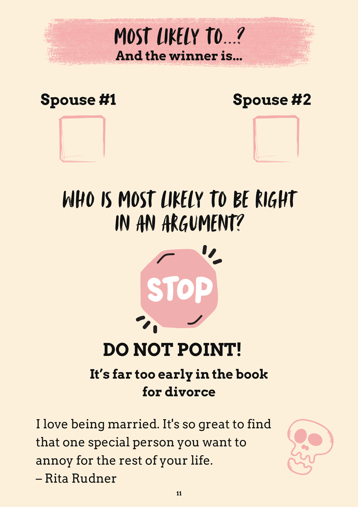 Interior page from The Newlywed Survival Guide by Jen Jenivive