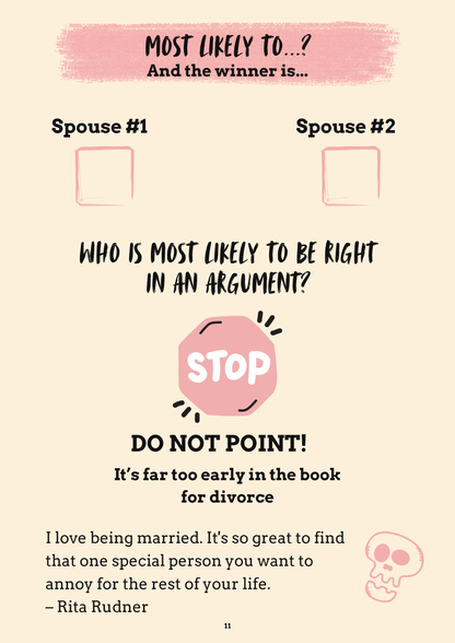 Interior page from The Newlywed Survival Guide by Jen Jenivive