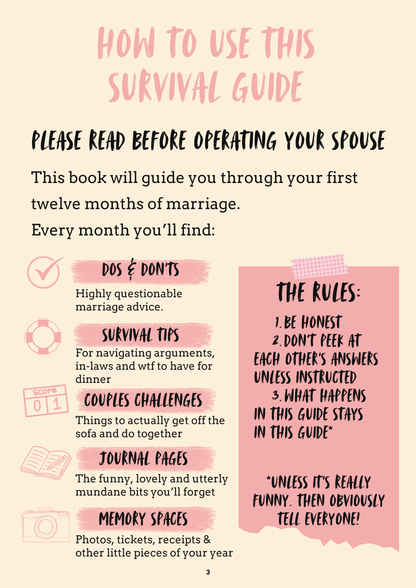 Interior page from The Newlywed Survival Guide by Jen Jenivive