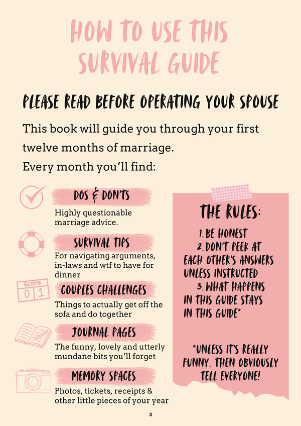 Interior page from The Newlywed Survival Guide by Jen Jenivive