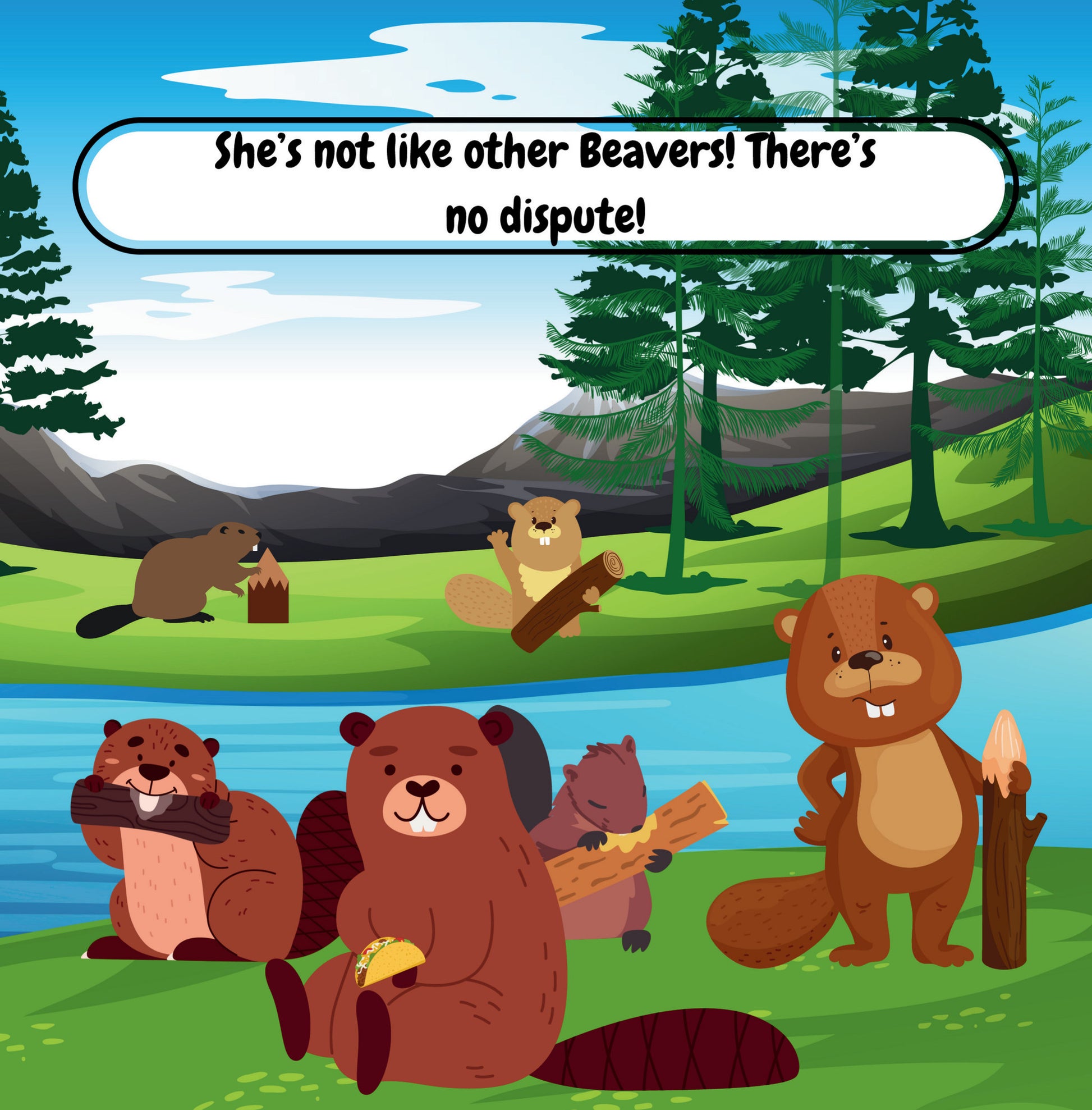 Interior page from My Beaver Hates Wood by Jen Jenivive