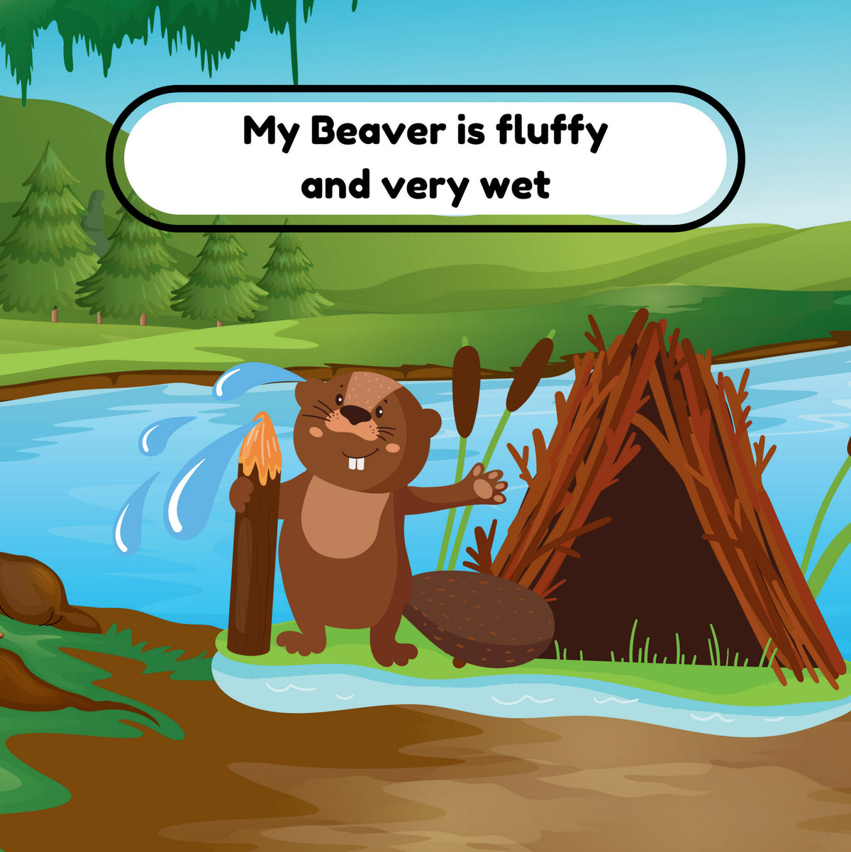 Interior page from My Beaver Loves Wood by Jen Jenivive