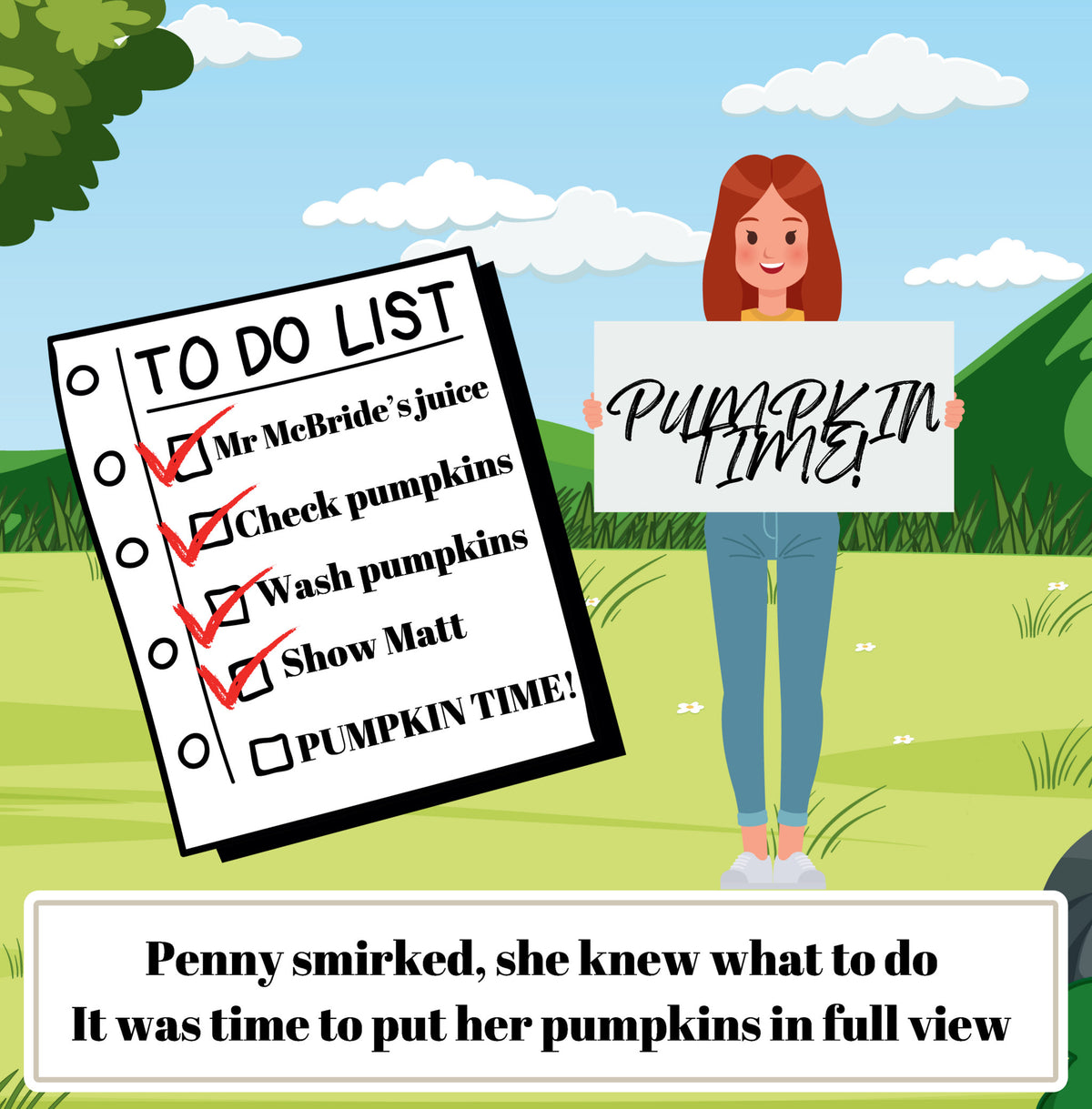 Interior page from Penny's Pumpkins by Jen Jenivive