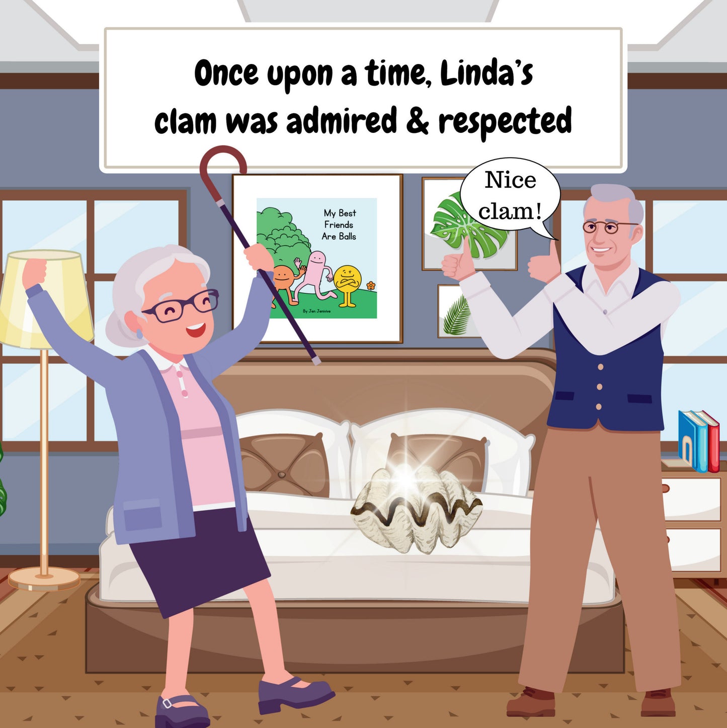 Interior page from The Dusty Clam by Jen Jenivive